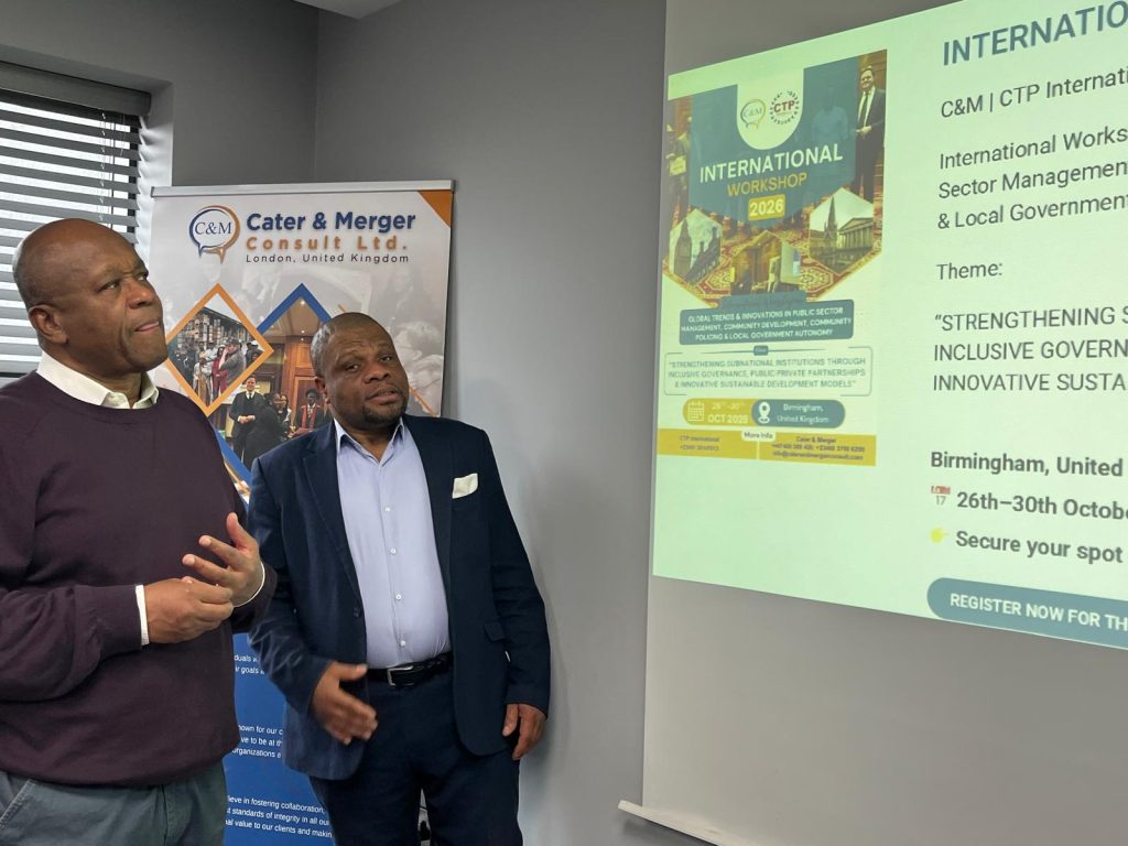 CATERANDMERGER CONSULT UK AND CTP INTERNATIONAL OPEN FIVE-DAY INTERNATIONAL GOVERNANCE WORKSHOP IN WALSALL